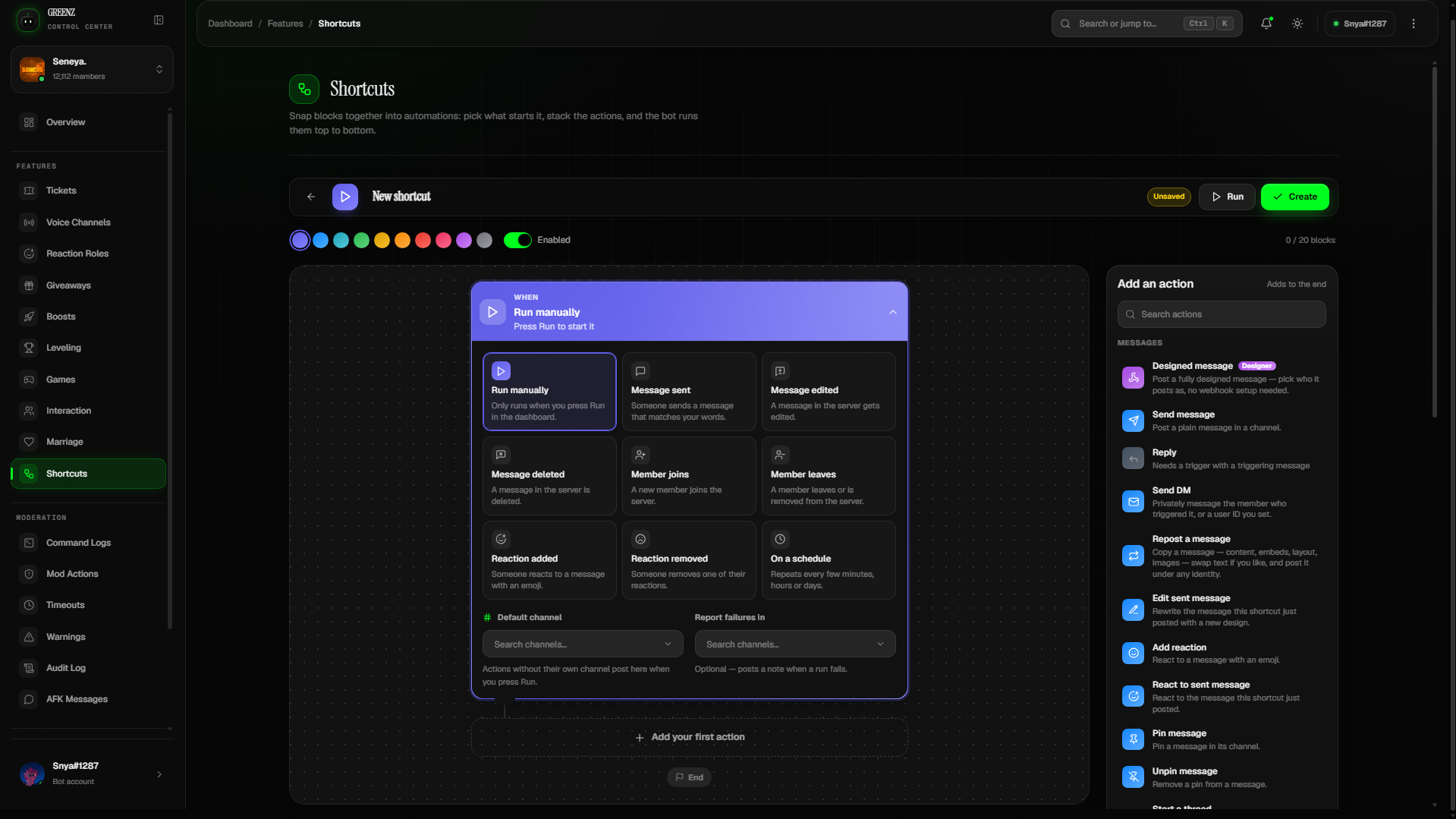 Shortcuts screenshot